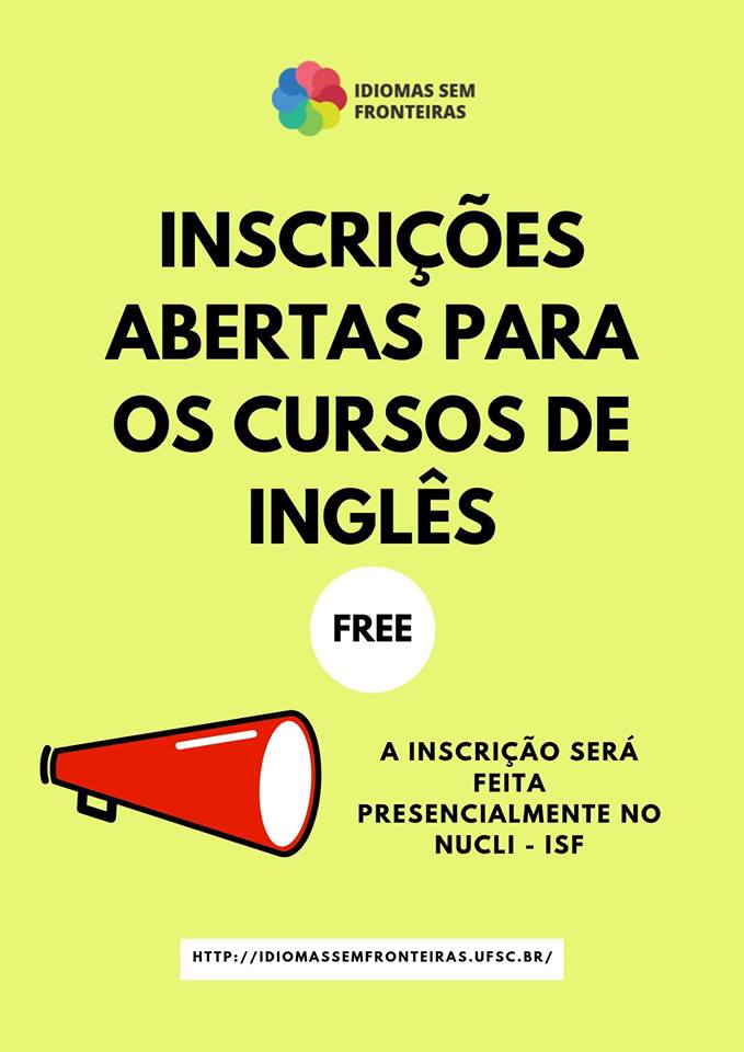 Inscrições – Aulas de inglês presenciais e gratuitas